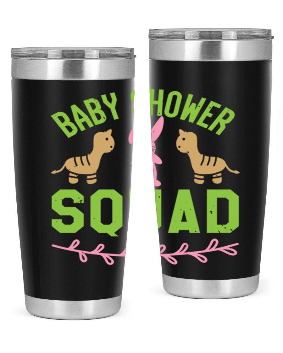 Baby Shower Squad Style 47# 20oz tumbler featuring double wall vacuum insulation and a vibrant design, perfect for baby shower celebrations.