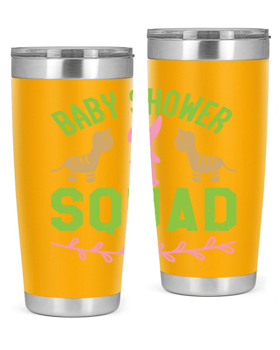 Baby Shower Squad Style 47# 20oz tumbler featuring double wall vacuum insulation and a vibrant design, perfect for baby shower celebrations.