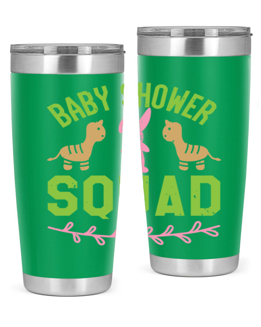 Baby Shower Squad Style 47# 20oz tumbler featuring double wall vacuum insulation and a vibrant design, perfect for baby shower celebrations.