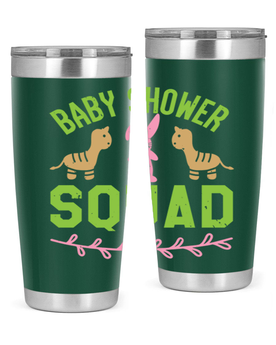 Baby Shower Squad Style 47# 20oz tumbler featuring double wall vacuum insulation and a vibrant design, perfect for baby shower celebrations.