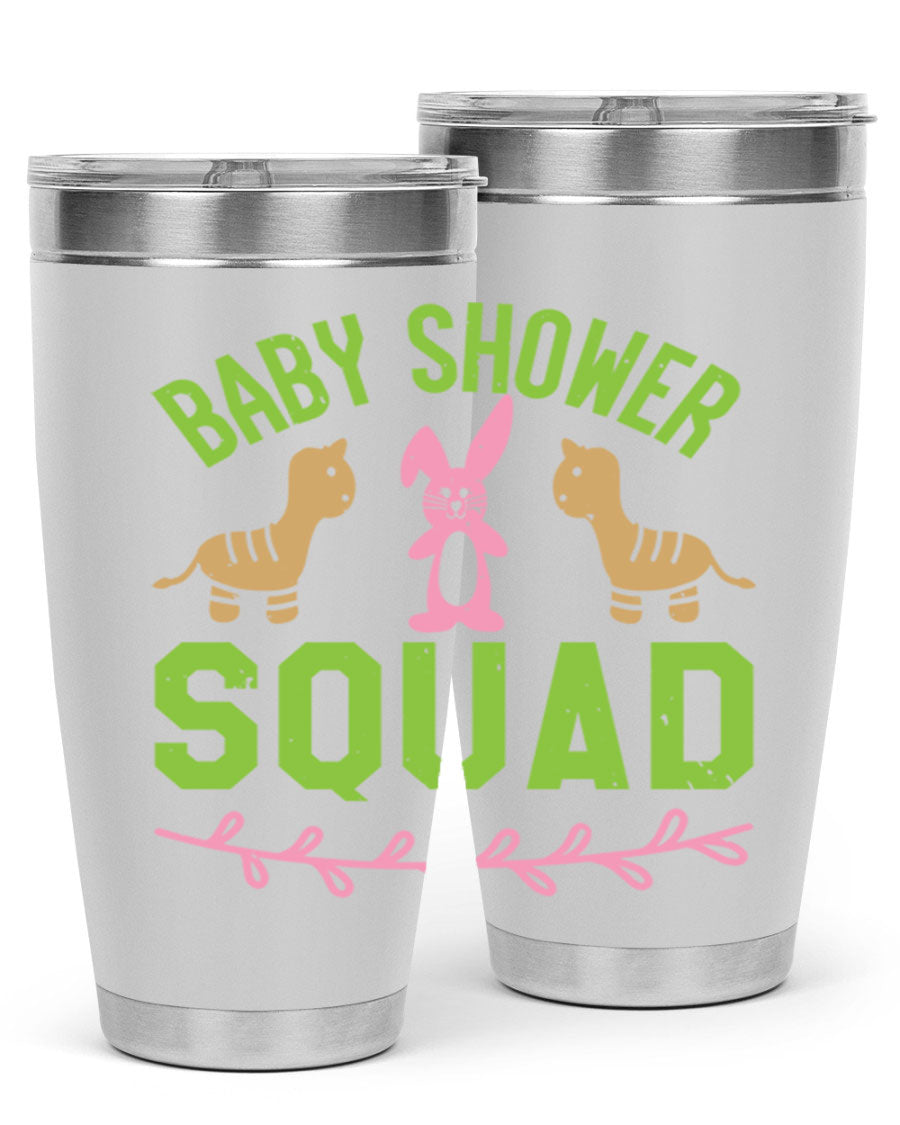 Baby Shower Squad Style 47# 20oz tumbler featuring double wall vacuum insulation and a vibrant design, perfect for baby shower celebrations.