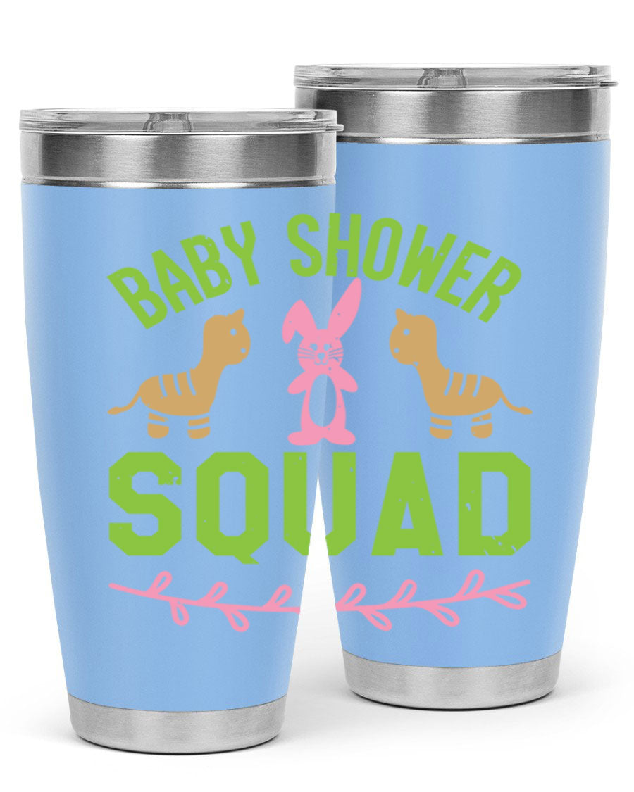 Baby Shower Squad Style 47# 20oz tumbler featuring double wall vacuum insulation and a vibrant design, perfect for baby shower celebrations.