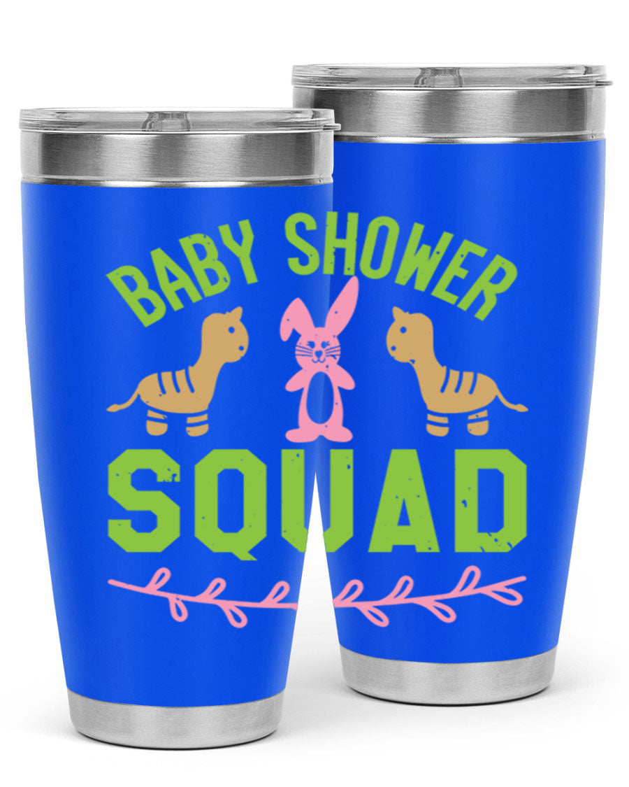 Baby Shower Squad Style 47# 20oz tumbler featuring double wall vacuum insulation and a vibrant design, perfect for baby shower celebrations.