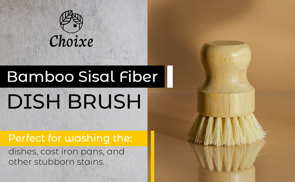 Eco-friendly Bamboo Sisal Fiber Dish Brush with natural bamboo handle and firm bristles for effective cleaning.