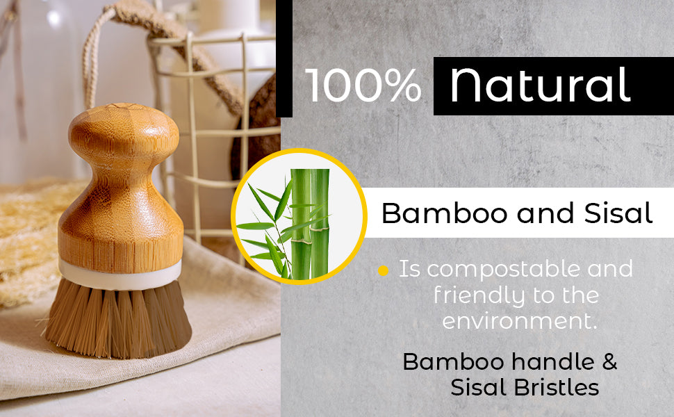 Eco-friendly Bamboo Sisal Fiber Dish Brush with natural bamboo handle and firm bristles for effective cleaning.