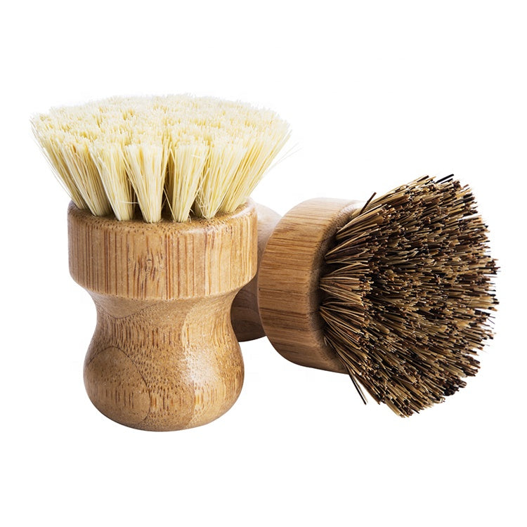 Eco-friendly Bamboo Sisal Fiber Dish Brush with natural bamboo handle and firm bristles for effective cleaning.