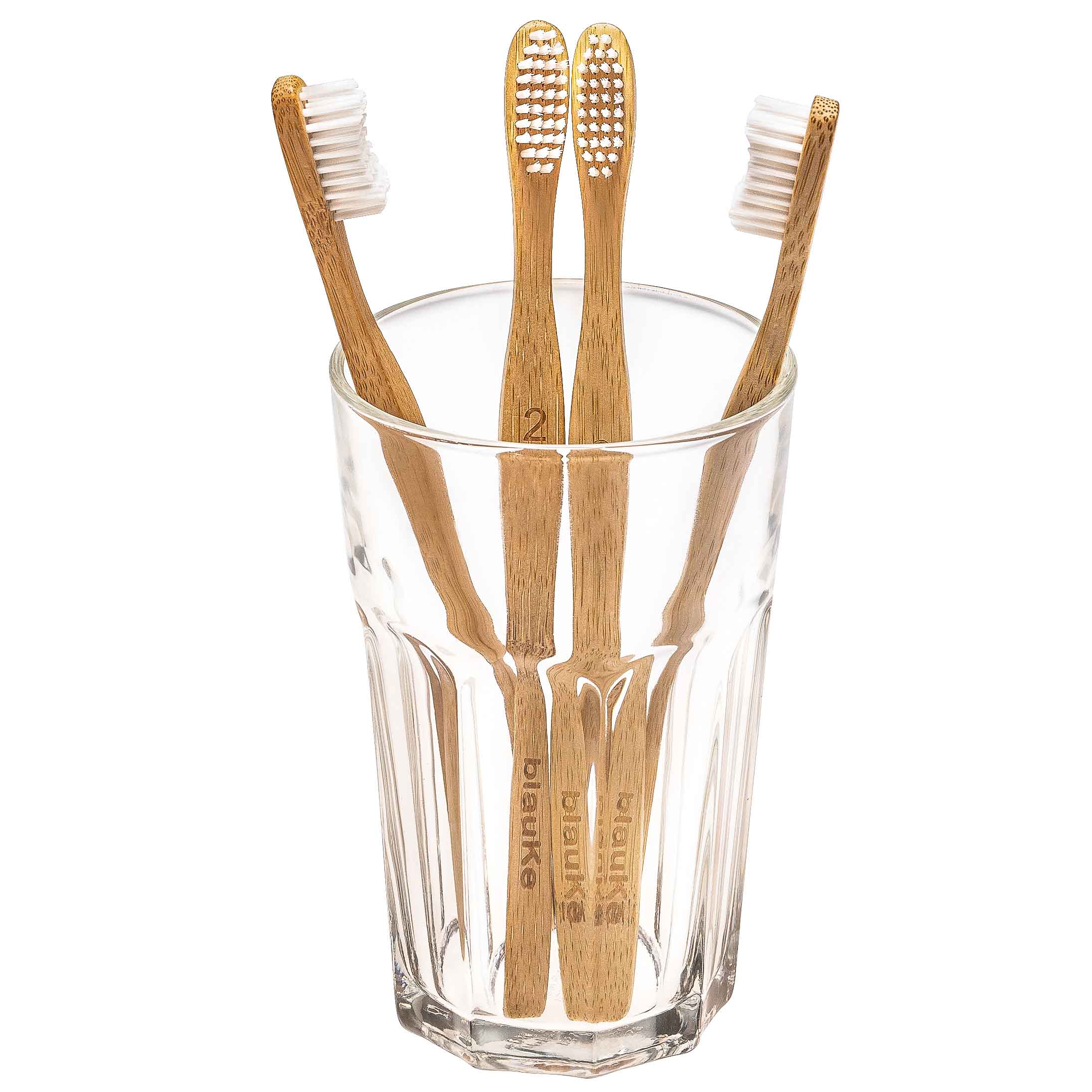 Bamboo Toothbrush Set 4-Pack featuring medium bristles, eco-friendly and sustainable design.