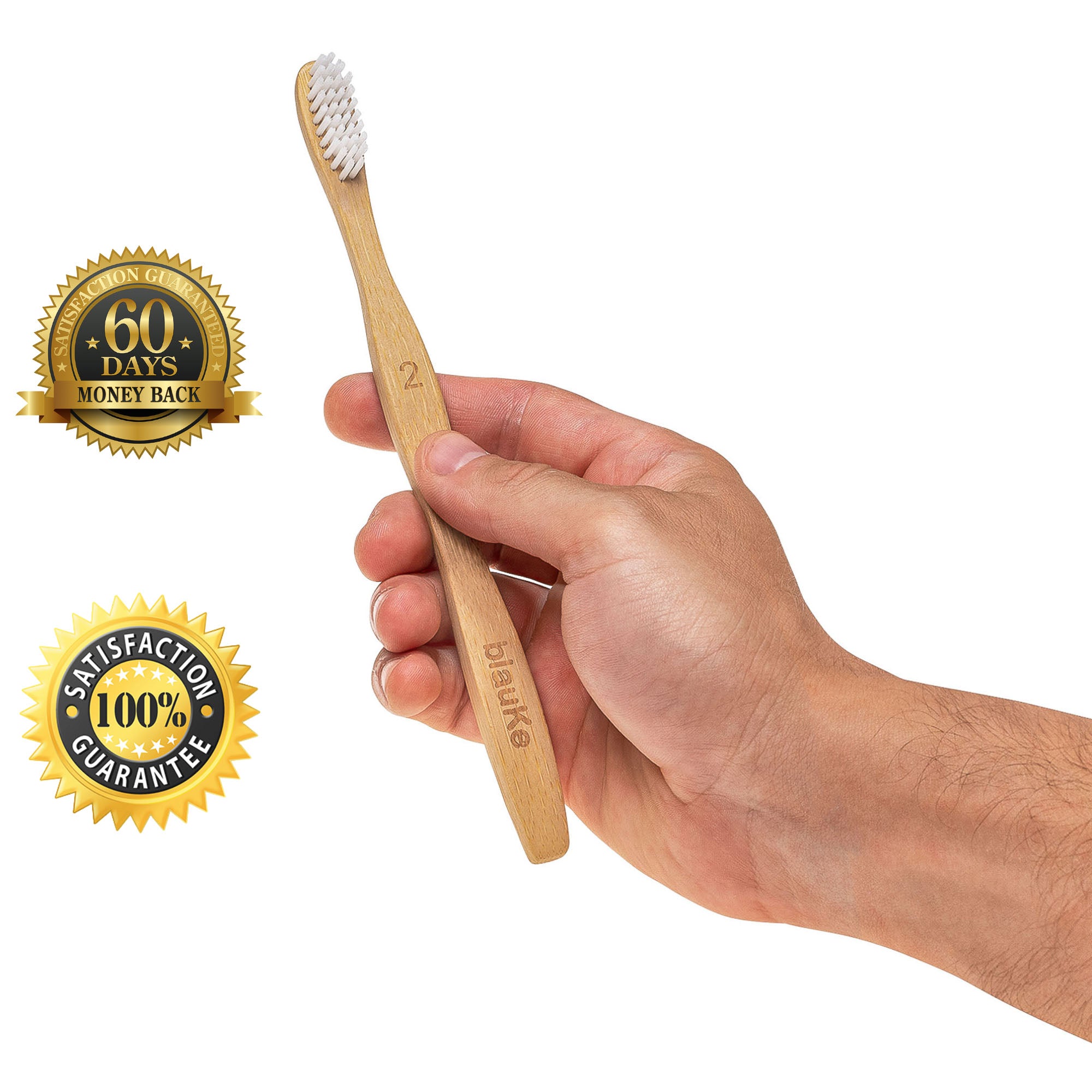 Bamboo Toothbrush Set 4-Pack featuring medium bristles, eco-friendly and sustainable design.