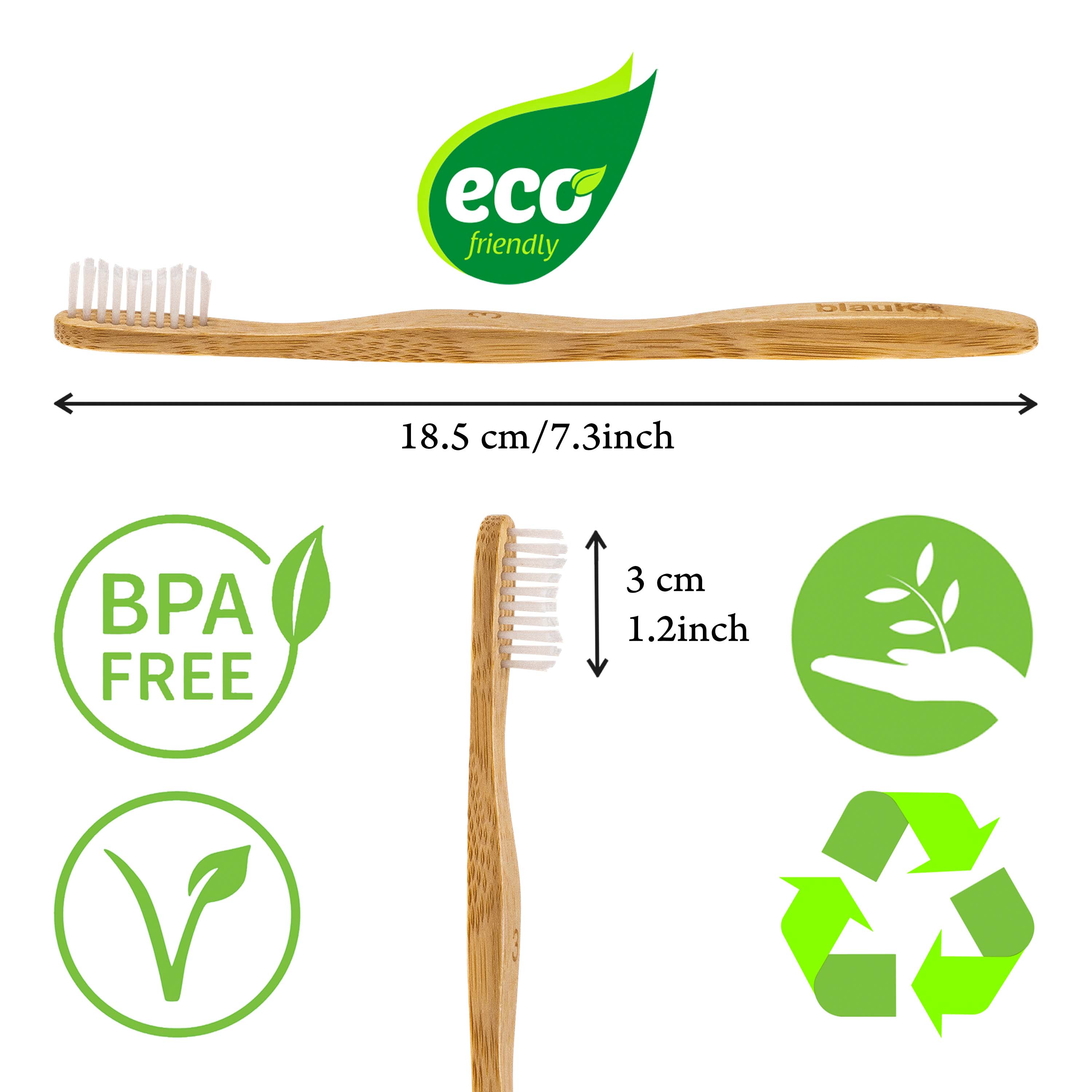 Bamboo Toothbrush Set 4-Pack featuring medium bristles, eco-friendly and sustainable design.