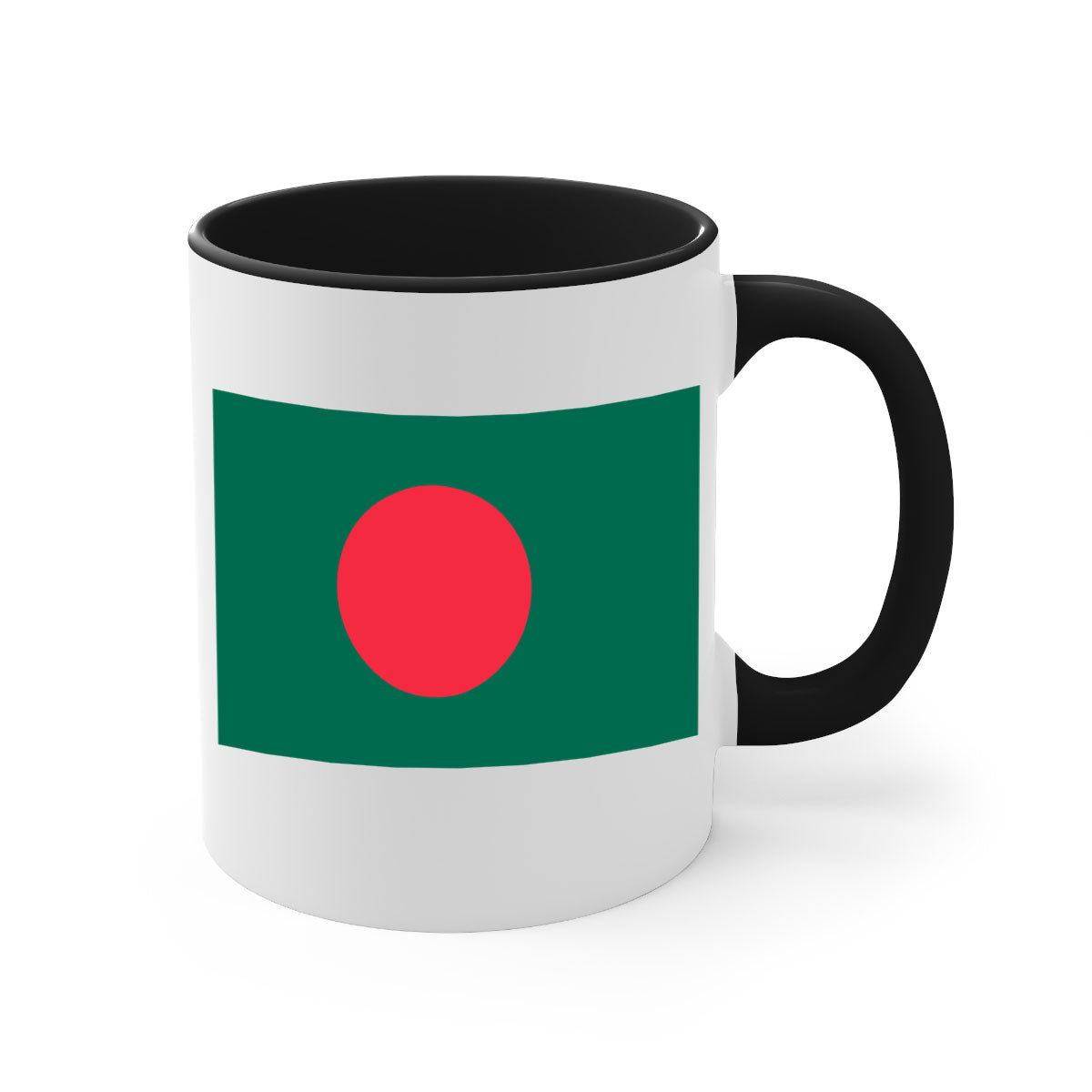 Bangladesh 184# Mug featuring a glossy finish and colorful handle, available in multiple sizes.