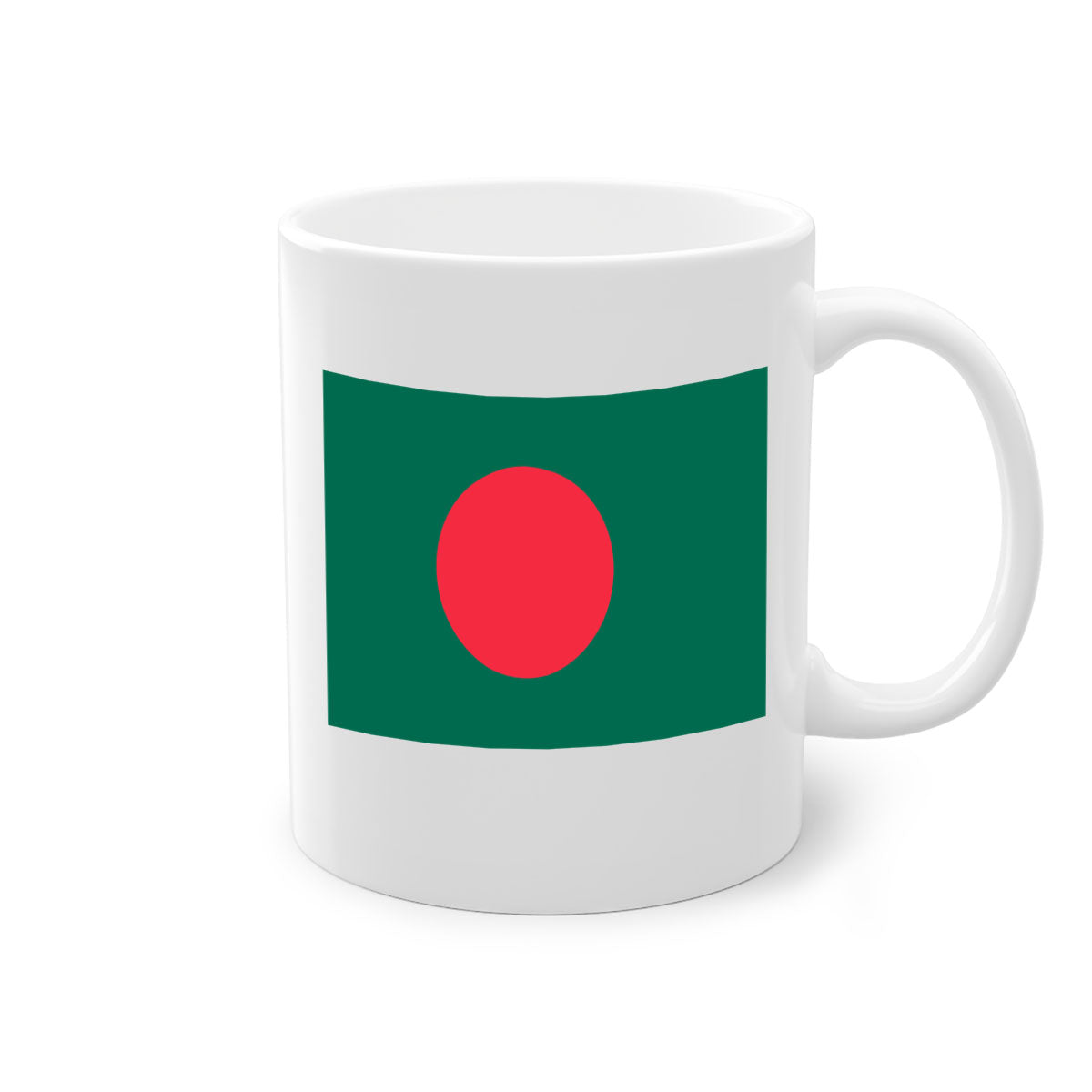 Bangladesh 184# Mug featuring a glossy finish and colorful handle, available in multiple sizes.