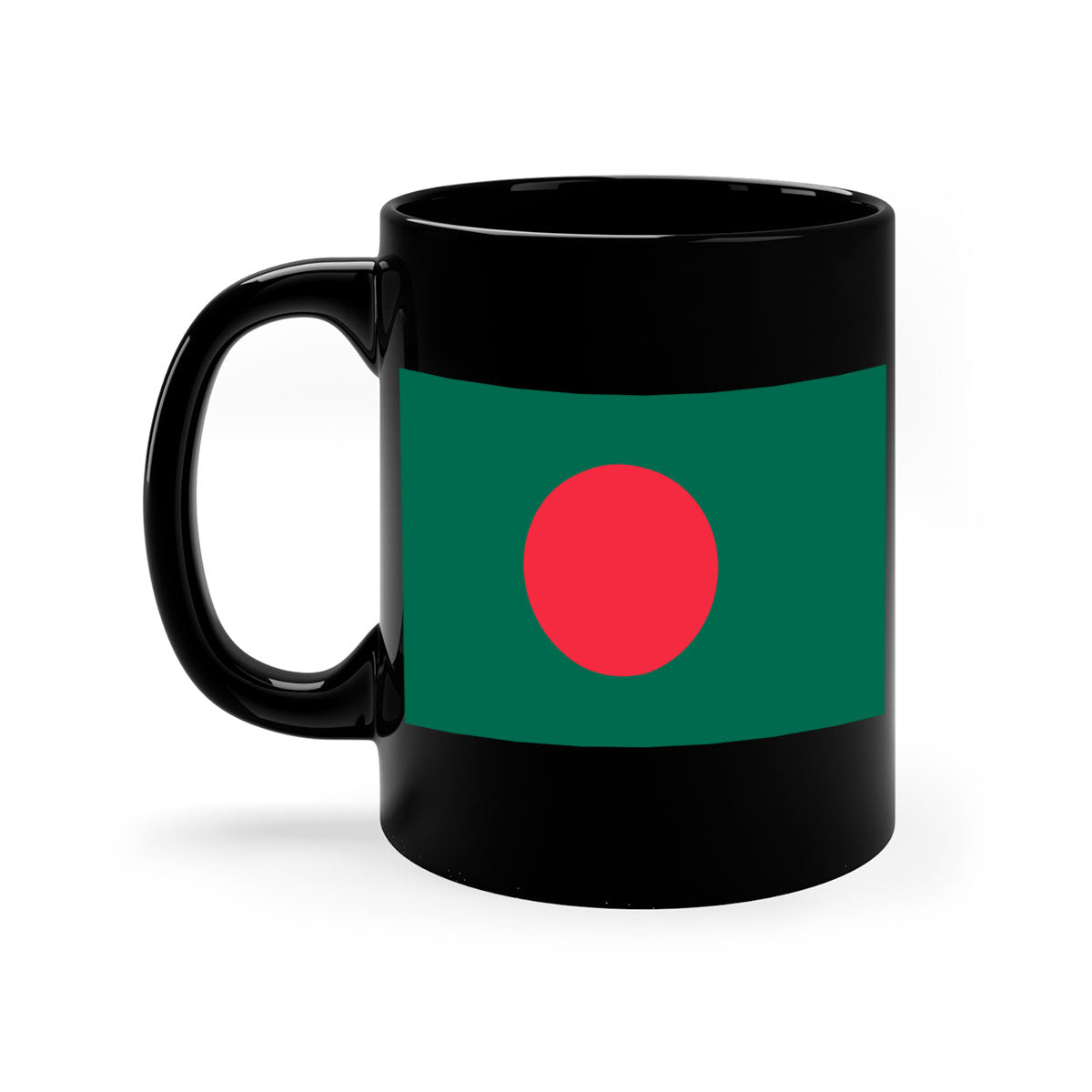 Bangladesh 184# Mug featuring a glossy finish and colorful handle, available in multiple sizes.