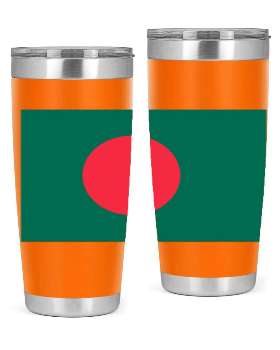 Bangladesh 184# Tumbler showcasing the vibrant flag design, made of stainless steel with a double wall vacuum for insulation.