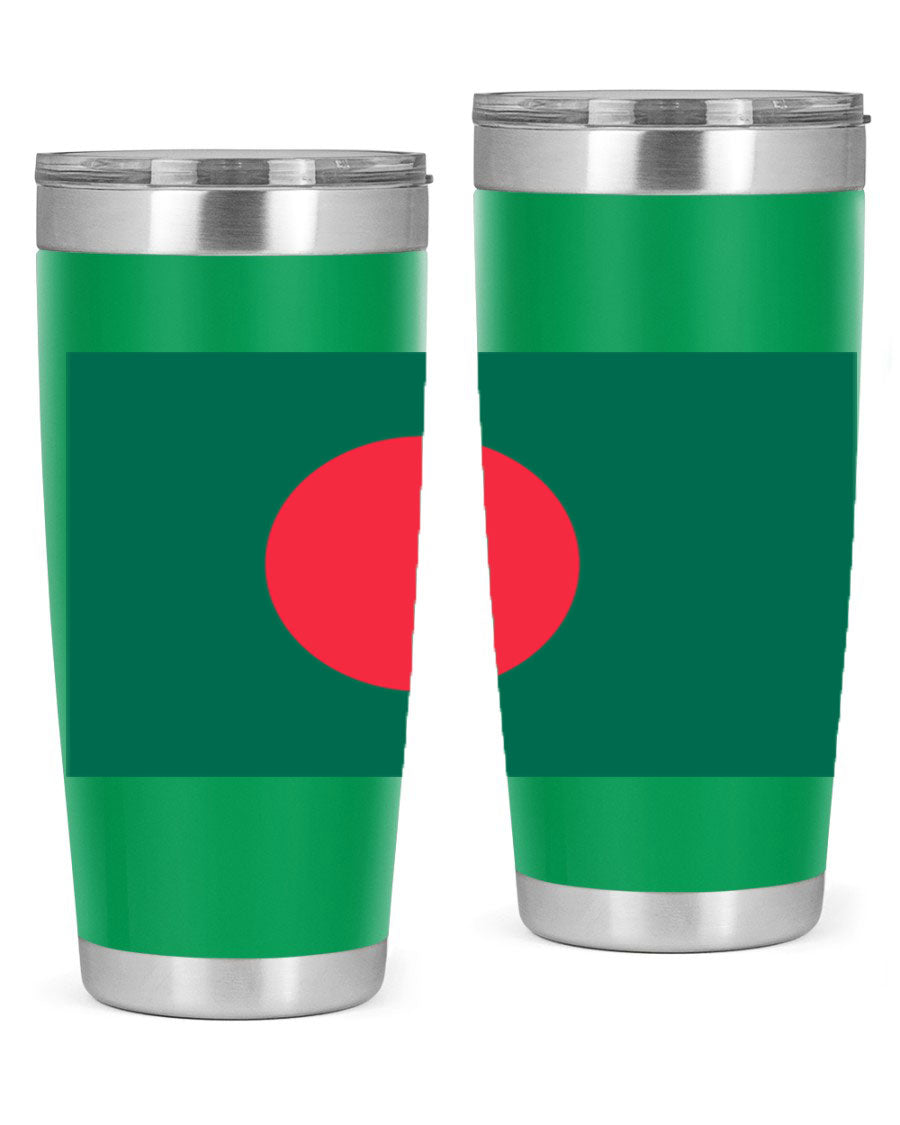 Bangladesh 184# Tumbler showcasing the vibrant flag design, made of stainless steel with a double wall vacuum for insulation.