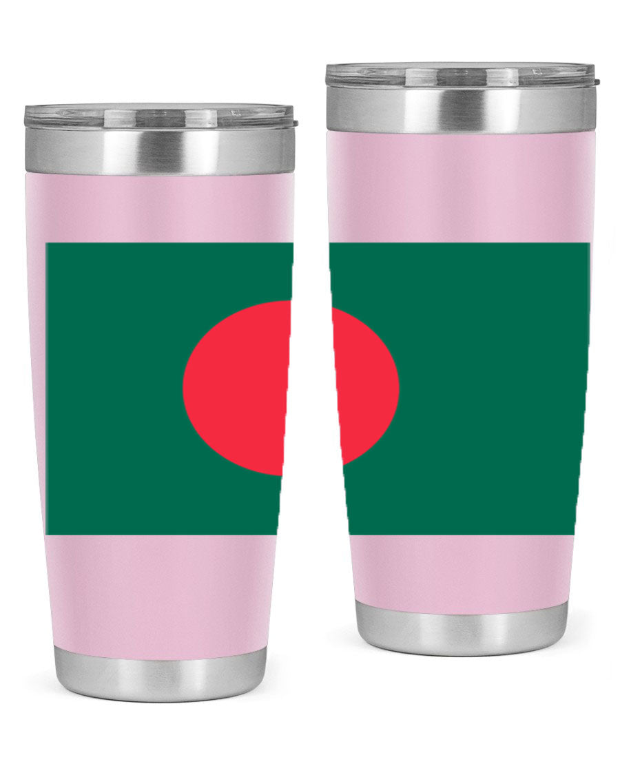 Bangladesh 184# Tumbler showcasing the vibrant flag design, made of stainless steel with a double wall vacuum for insulation.