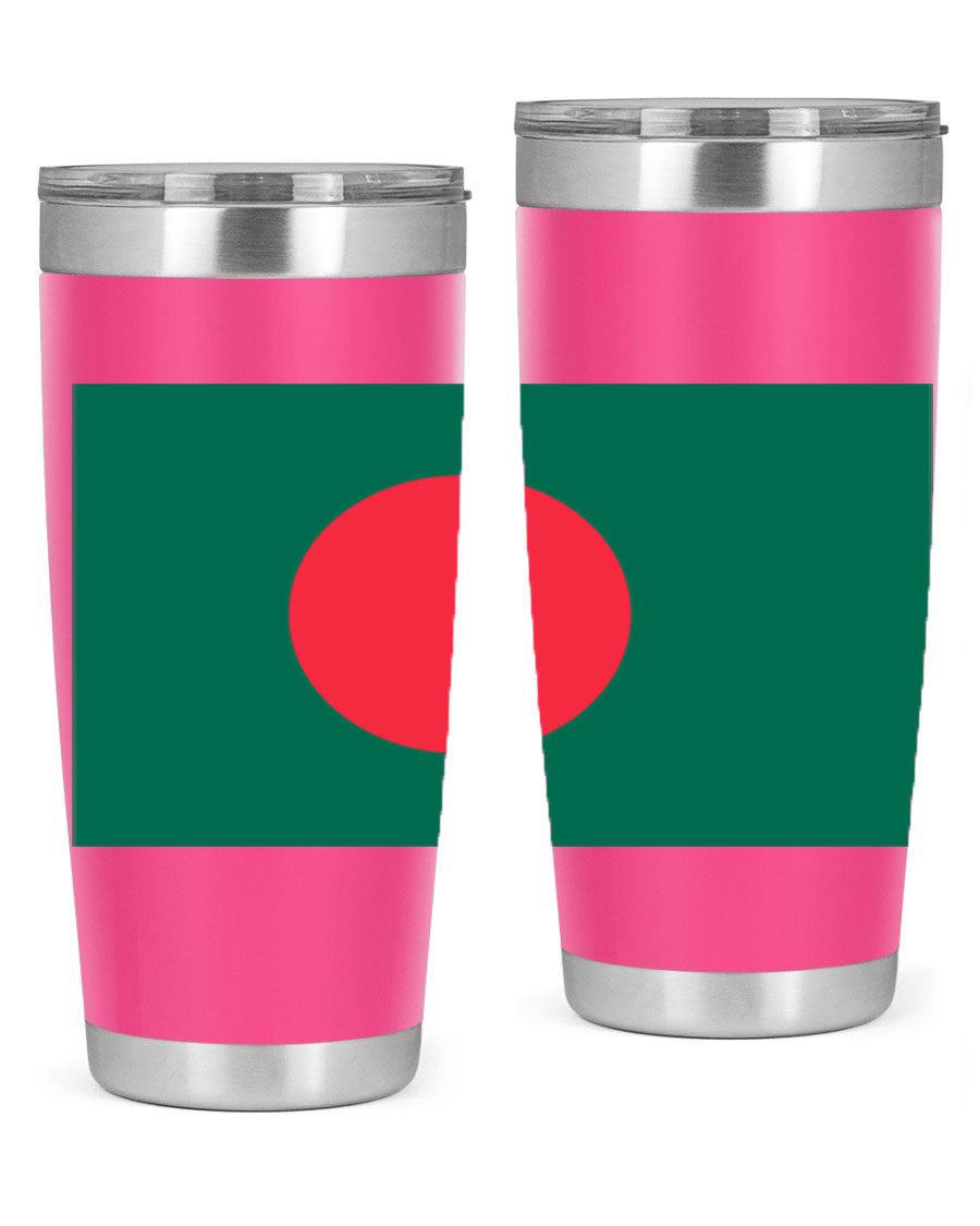 Bangladesh 184# Tumbler showcasing the vibrant flag design, made of stainless steel with a double wall vacuum for insulation.