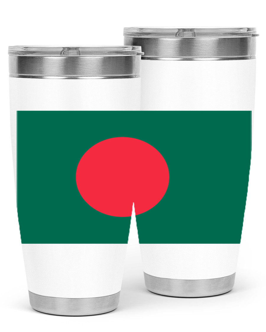 Bangladesh 184# Tumbler showcasing the vibrant flag design, made of stainless steel with a double wall vacuum for insulation.