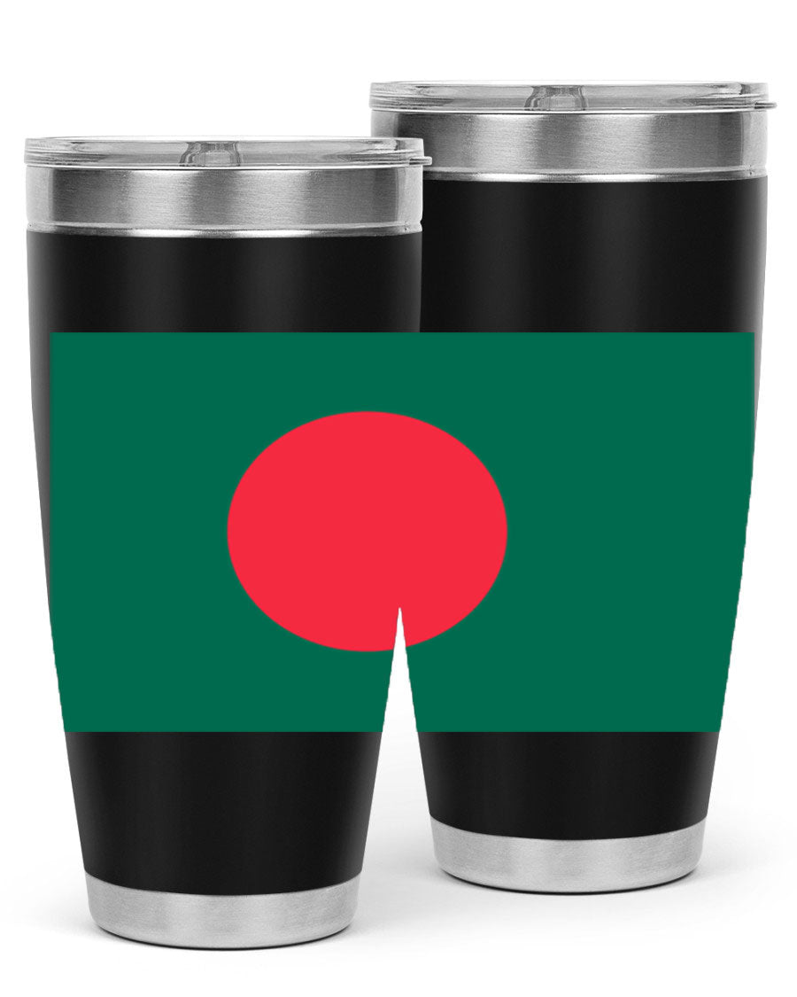 Bangladesh 184# Tumbler showcasing the vibrant flag design, made of stainless steel with a double wall vacuum for insulation.