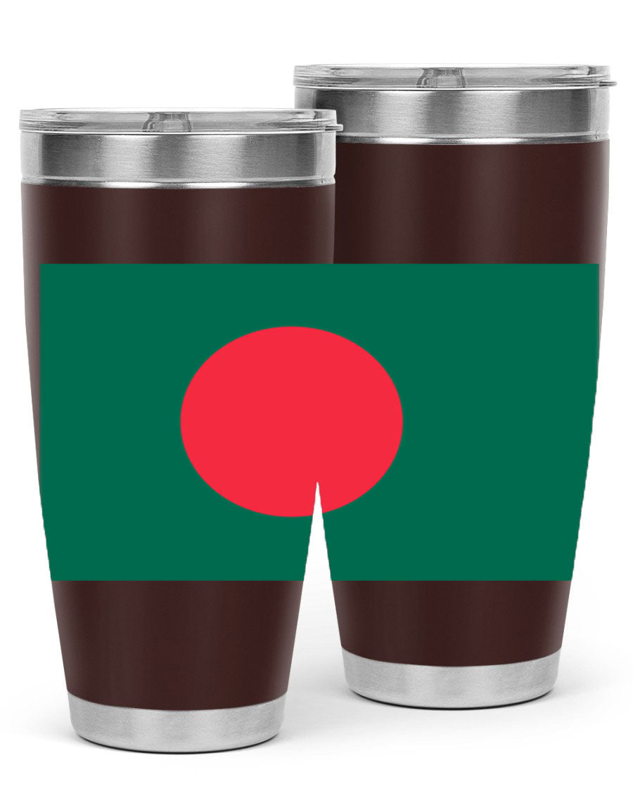 Bangladesh 184# Tumbler showcasing the vibrant flag design, made of stainless steel with a double wall vacuum for insulation.