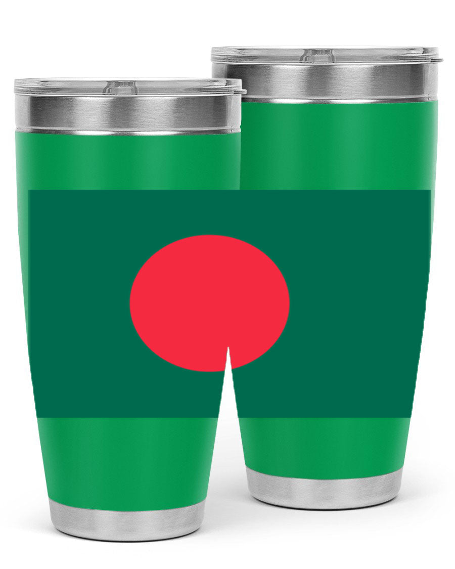 Bangladesh 184# Tumbler showcasing the vibrant flag design, made of stainless steel with a double wall vacuum for insulation.