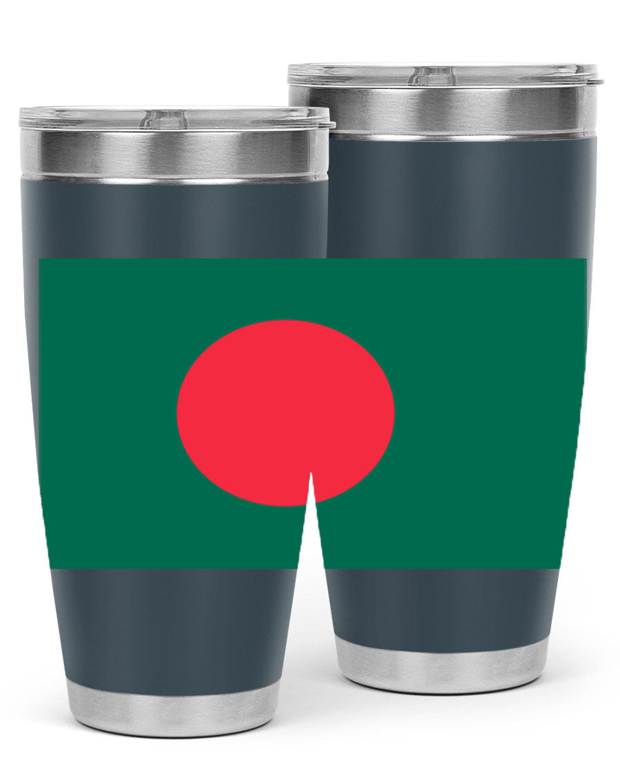 Bangladesh 184# Tumbler showcasing the vibrant flag design, made of stainless steel with a double wall vacuum for insulation.