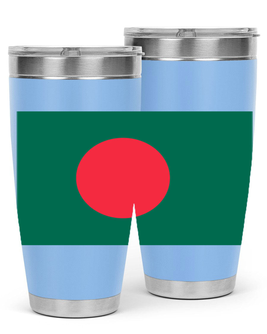 Bangladesh 184# Tumbler showcasing the vibrant flag design, made of stainless steel with a double wall vacuum for insulation.