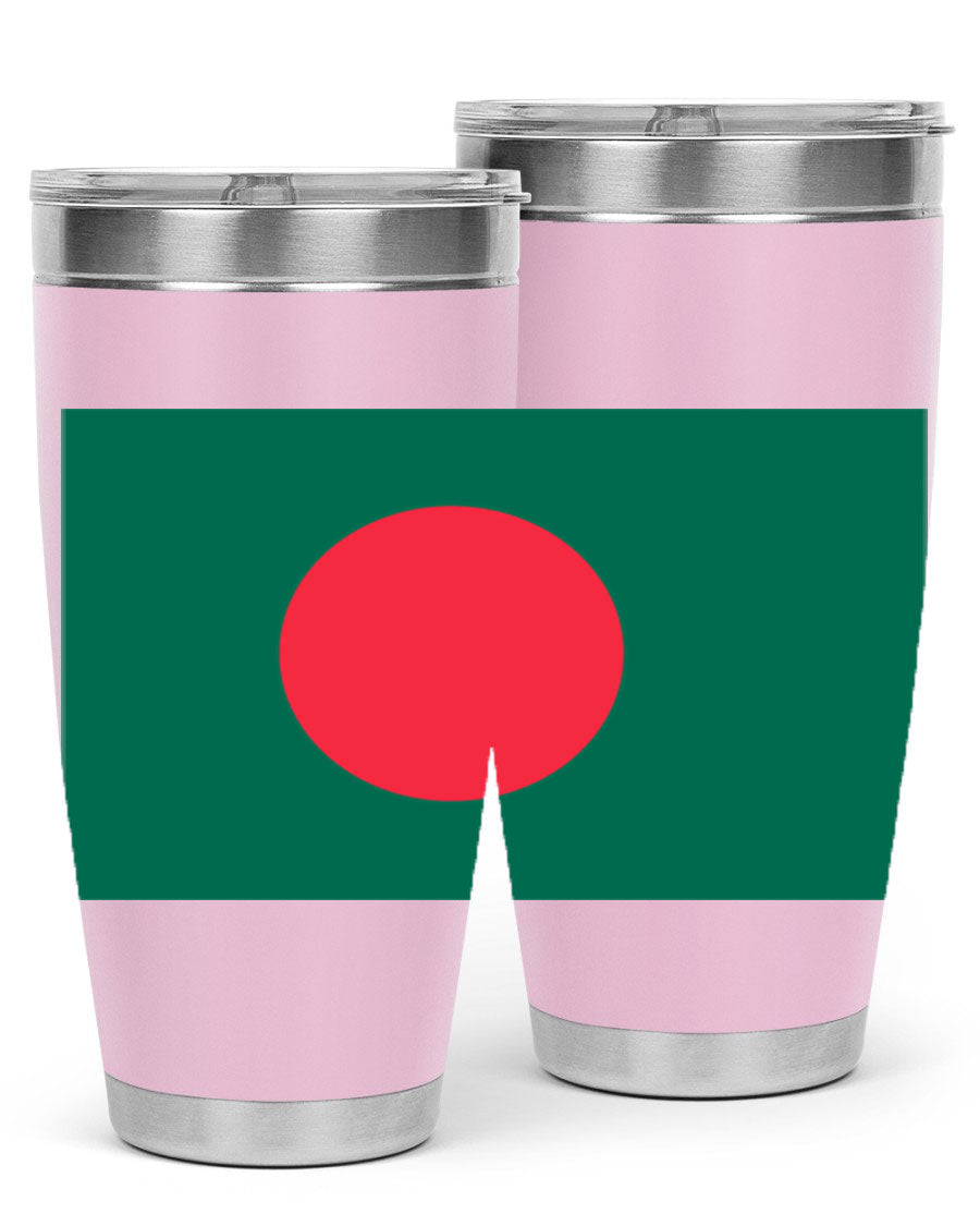 Bangladesh 184# Tumbler showcasing the vibrant flag design, made of stainless steel with a double wall vacuum for insulation.