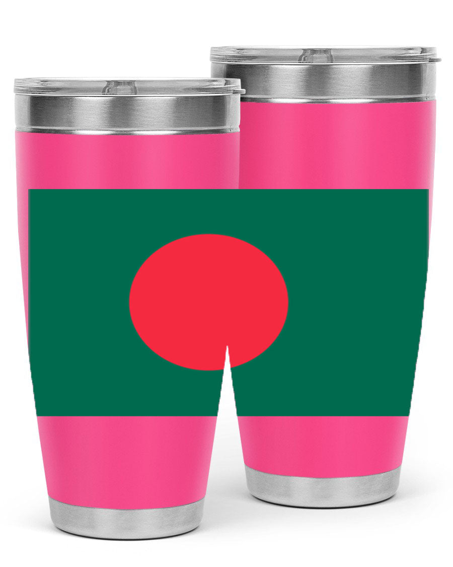 Bangladesh 184# Tumbler showcasing the vibrant flag design, made of stainless steel with a double wall vacuum for insulation.