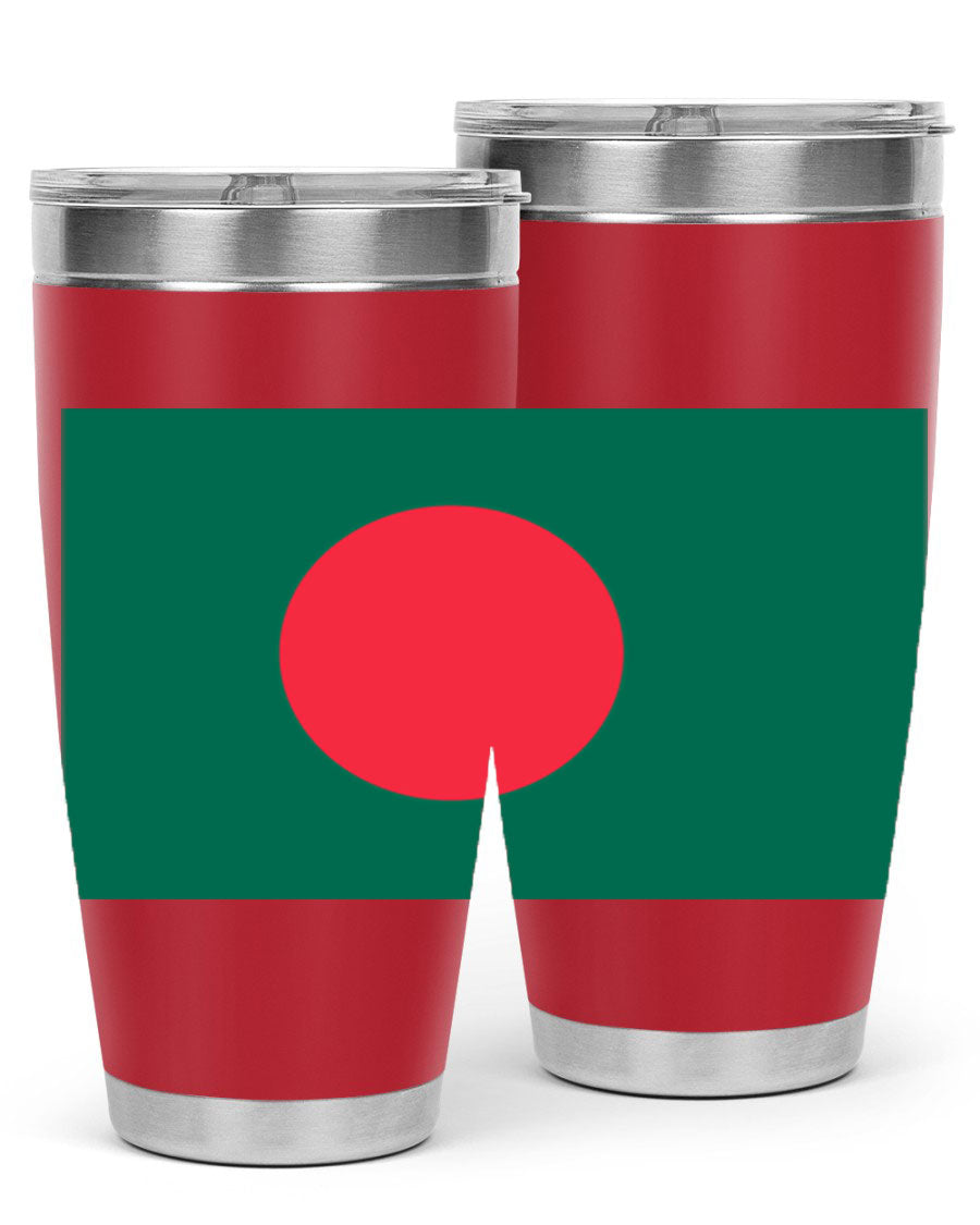 Bangladesh 184# Tumbler showcasing the vibrant flag design, made of stainless steel with a double wall vacuum for insulation.