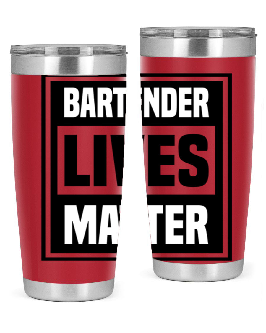 BARTENDER Style 7# 20oz tumbler in stainless steel with a copper lining and a drink-thru lid, showcasing its sleek design and insulation features.