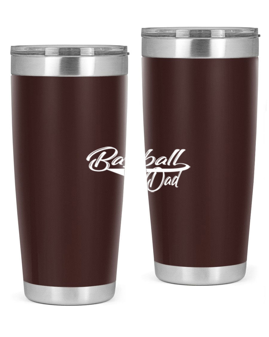 Baseball dadk 49# Tumbler in stainless steel with a drink-thru lid, showcasing its sleek design and vibrant print.