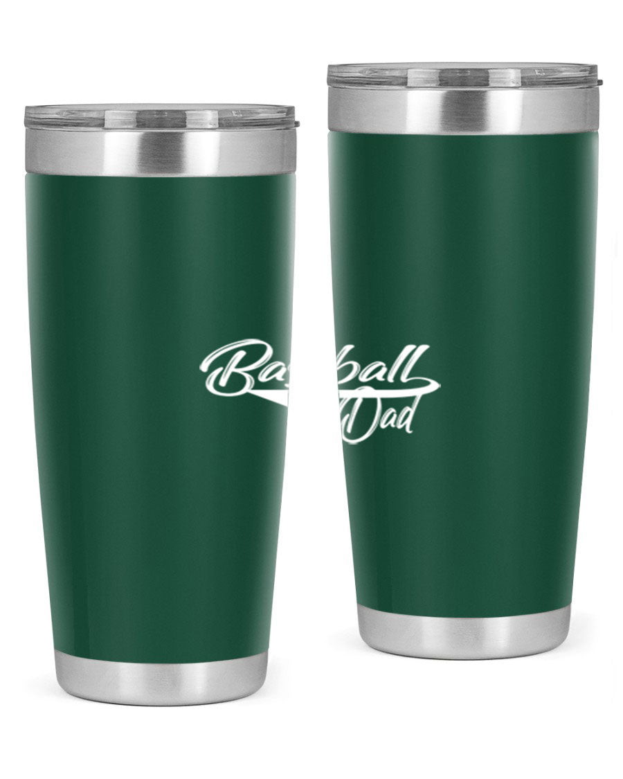 Baseball dadk 49# Tumbler in stainless steel with a drink-thru lid, showcasing its sleek design and vibrant print.