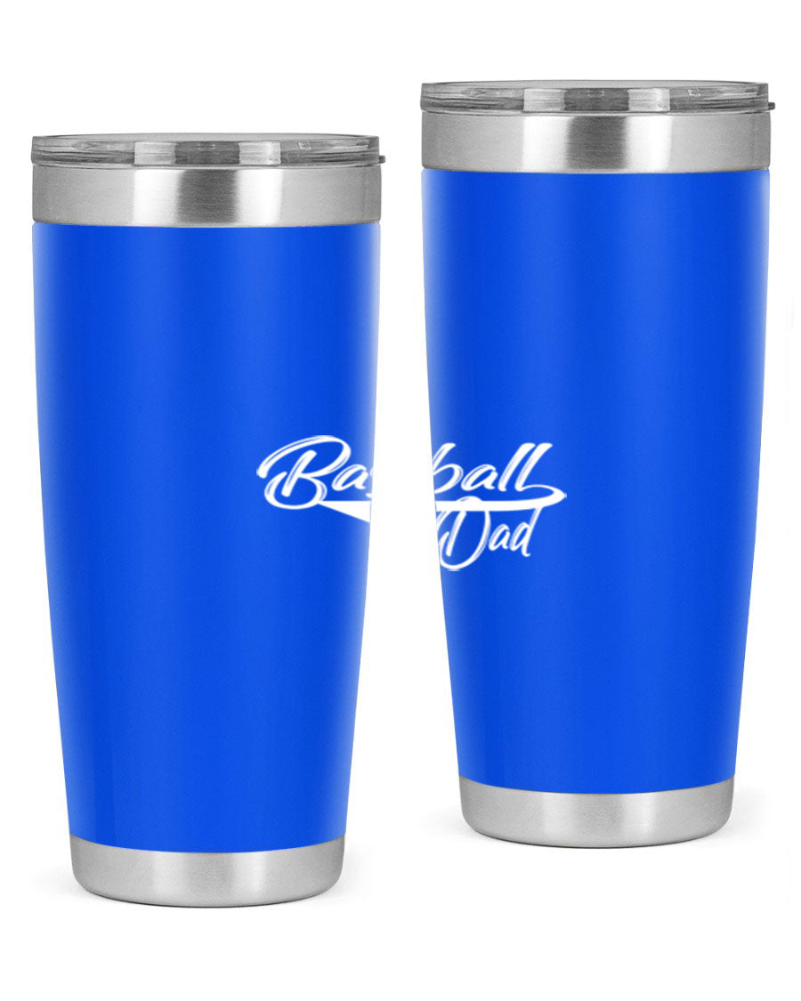 Baseball dadk 49# Tumbler in stainless steel with a drink-thru lid, showcasing its sleek design and vibrant print.