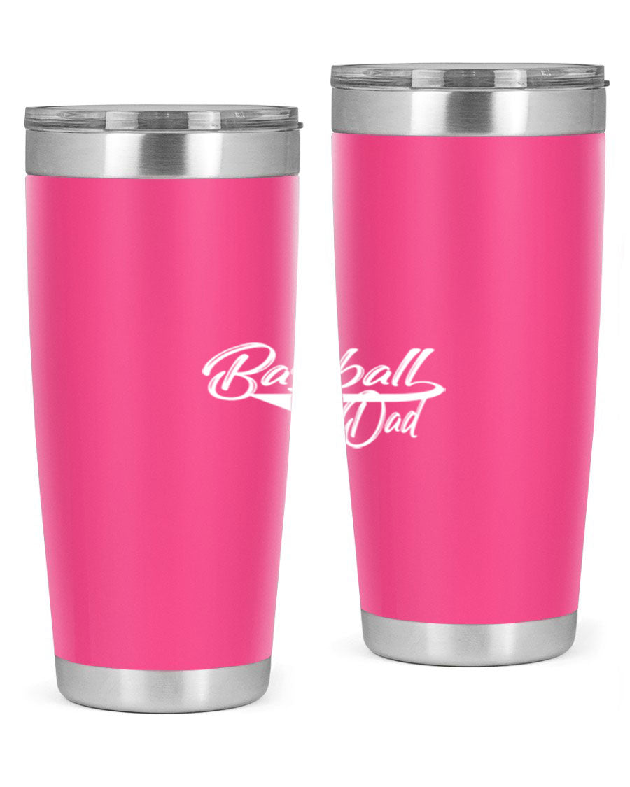 Baseball dadk 49# Tumbler in stainless steel with a drink-thru lid, showcasing its sleek design and vibrant print.