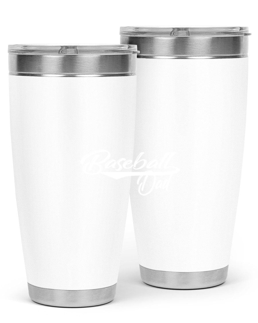 Baseball dadk 49# Tumbler in stainless steel with a drink-thru lid, showcasing its sleek design and vibrant print.