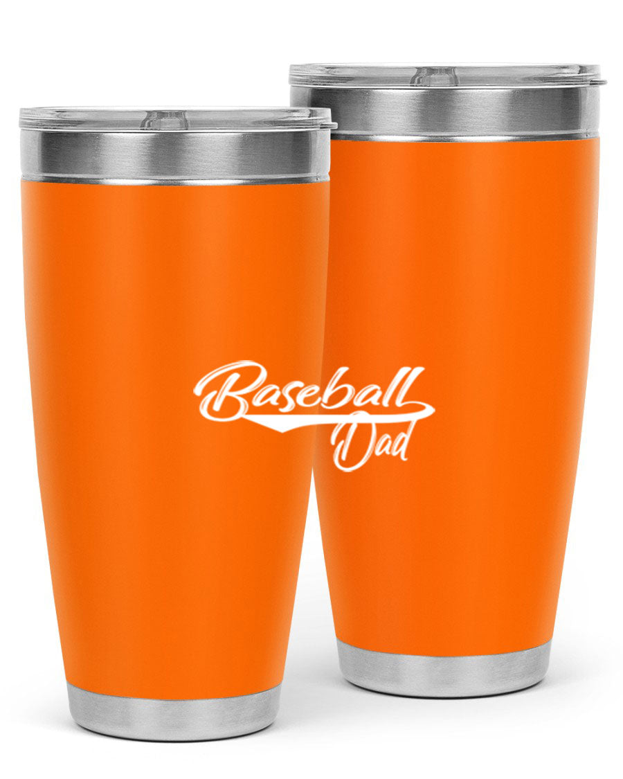 Baseball dadk 49# Tumbler in stainless steel with a drink-thru lid, showcasing its sleek design and vibrant print.