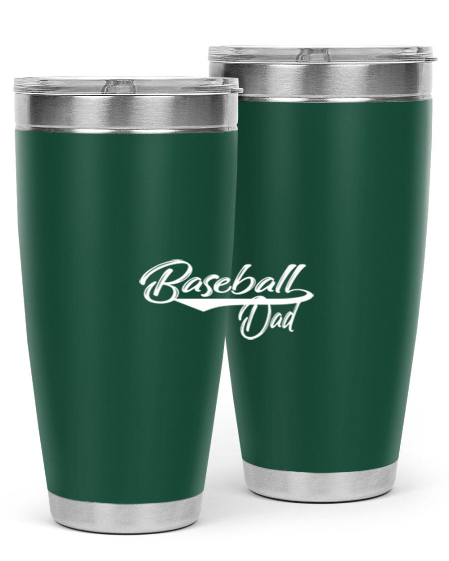 Baseball dadk 49# Tumbler in stainless steel with a drink-thru lid, showcasing its sleek design and vibrant print.