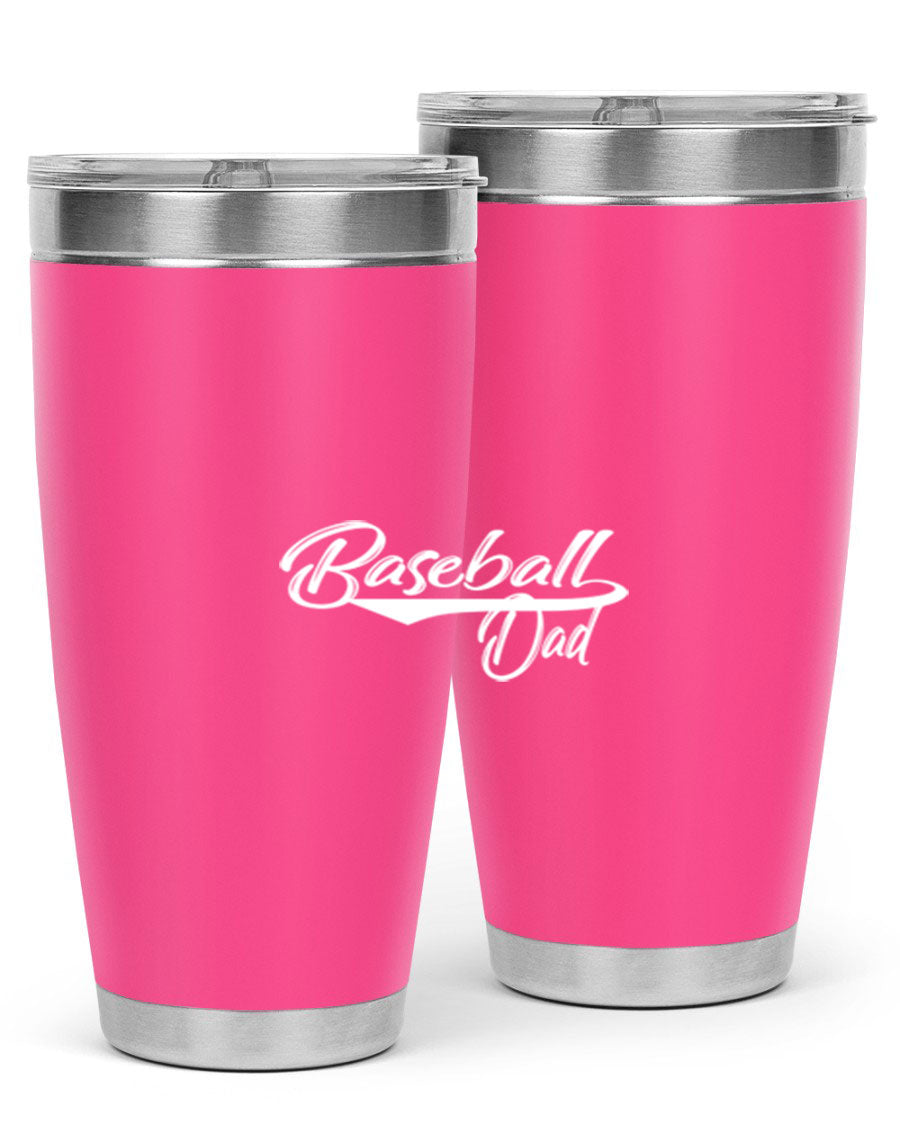 Baseball dadk 49# Tumbler in stainless steel with a drink-thru lid, showcasing its sleek design and vibrant print.