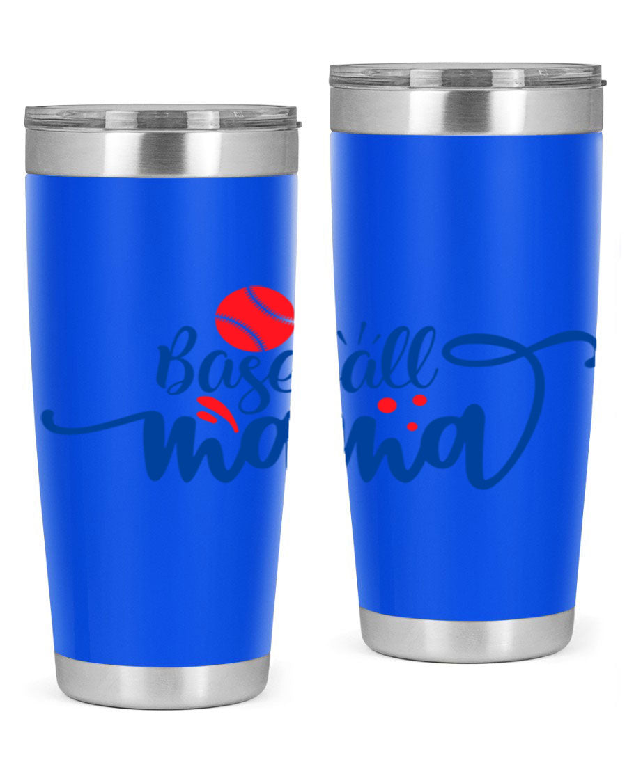 Baseball Mama 2208# 20oz stainless steel tumbler with a vibrant design, featuring a drink-thru lid and double wall vacuum insulation.