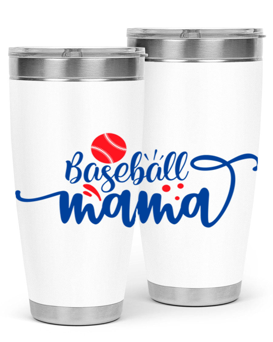 Baseball Mama 2208# 20oz stainless steel tumbler with a vibrant design, featuring a drink-thru lid and double wall vacuum insulation.