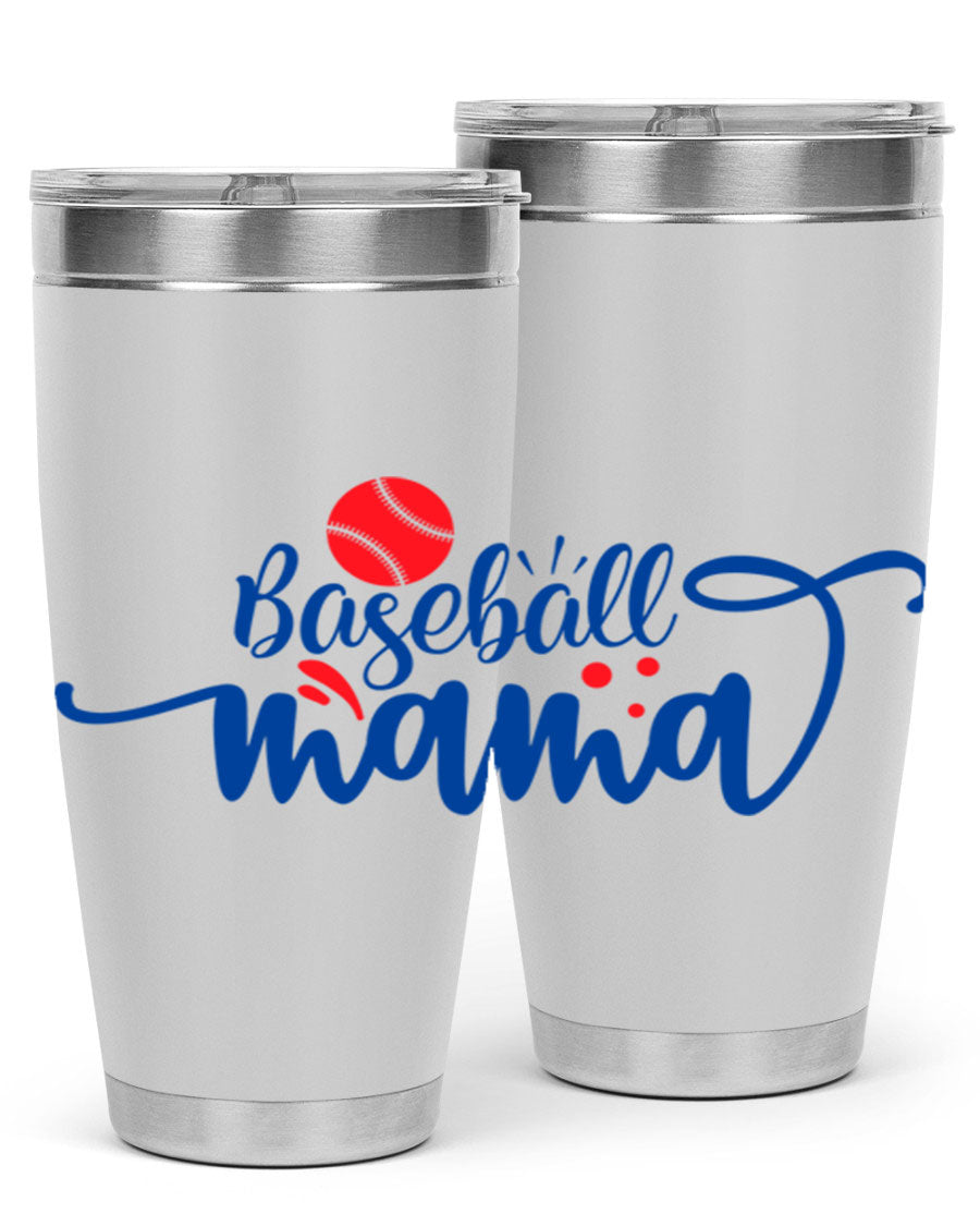 Baseball Mama 2208# 20oz stainless steel tumbler with a vibrant design, featuring a drink-thru lid and double wall vacuum insulation.