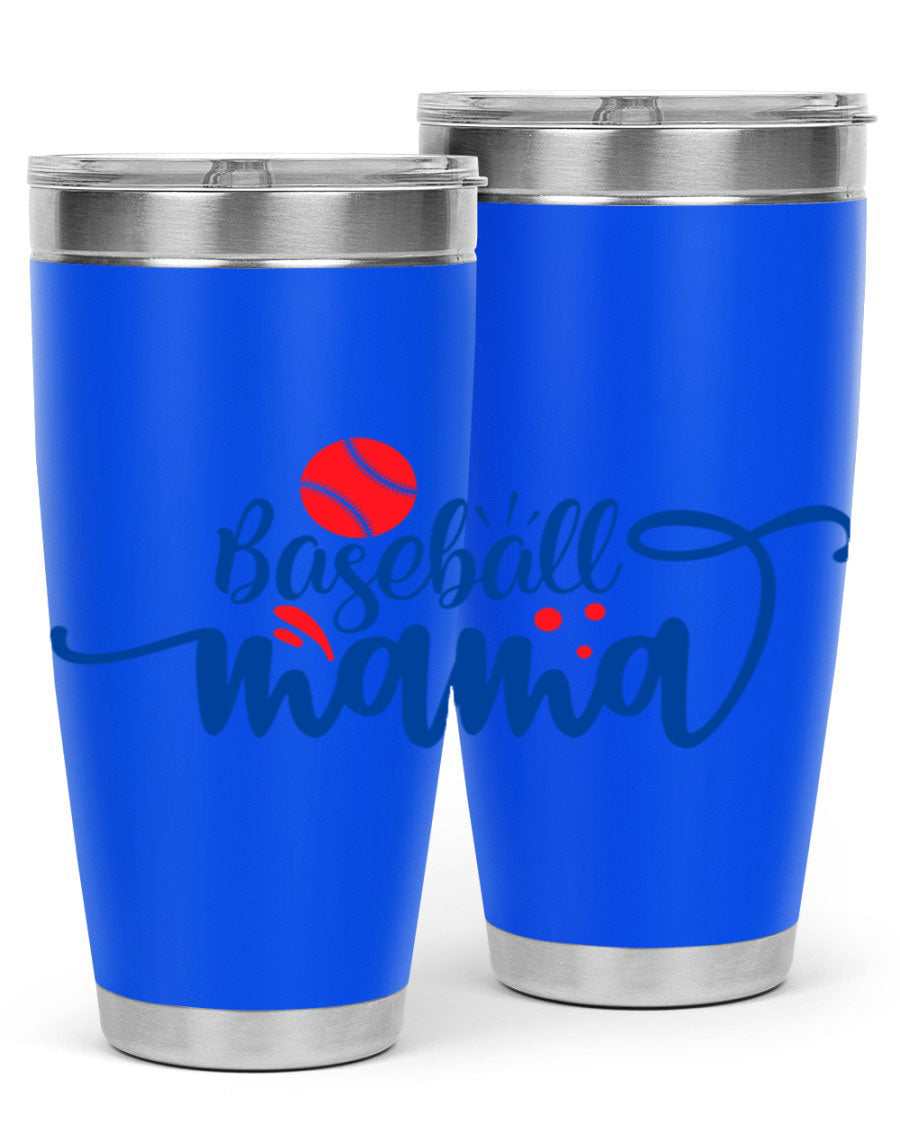 Baseball Mama 2208# 20oz stainless steel tumbler with a vibrant design, featuring a drink-thru lid and double wall vacuum insulation.