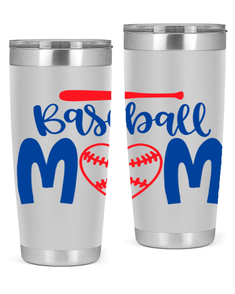 Baseball Mom 2077# Tumbler in stainless steel with a stylish design, perfect for keeping drinks hot or cold.