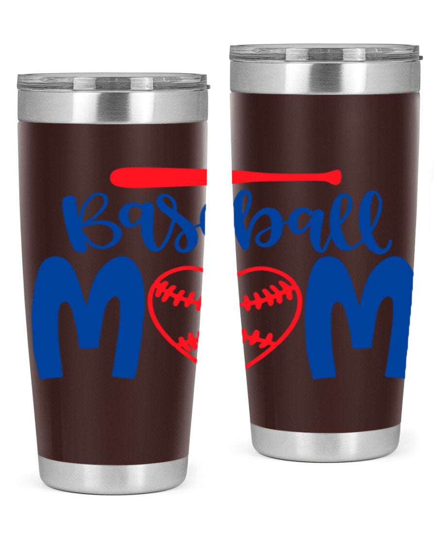 Baseball Mom 2077# Tumbler in stainless steel with a stylish design, perfect for keeping drinks hot or cold.