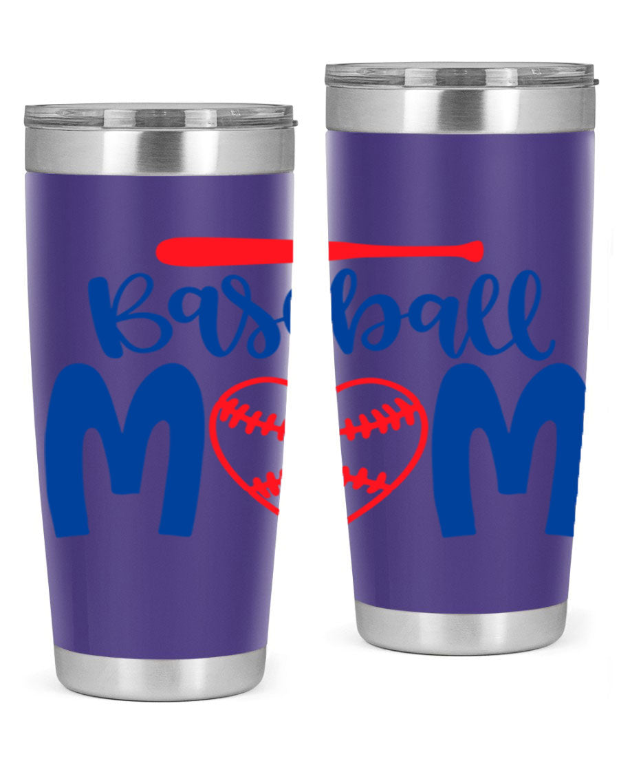 Baseball Mom 2077# Tumbler in stainless steel with a stylish design, perfect for keeping drinks hot or cold.