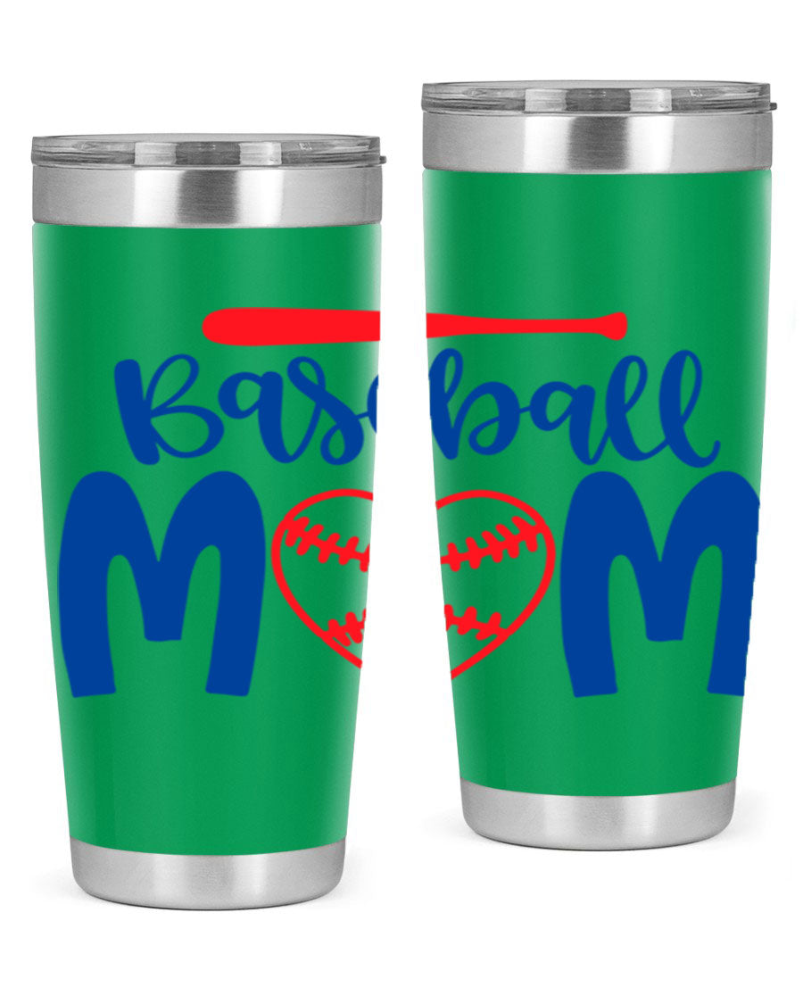 Baseball Mom 2077# Tumbler in stainless steel with a stylish design, perfect for keeping drinks hot or cold.