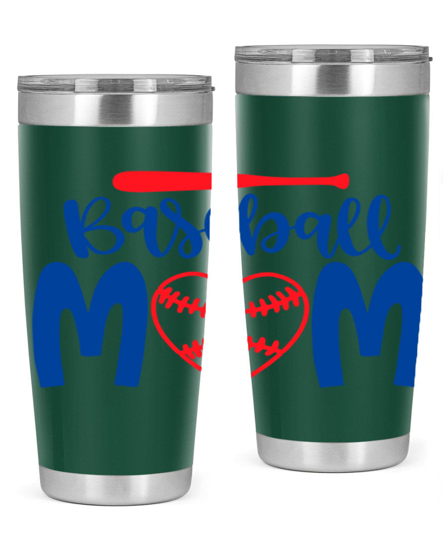 Baseball Mom 2077# Tumbler in stainless steel with a stylish design, perfect for keeping drinks hot or cold.