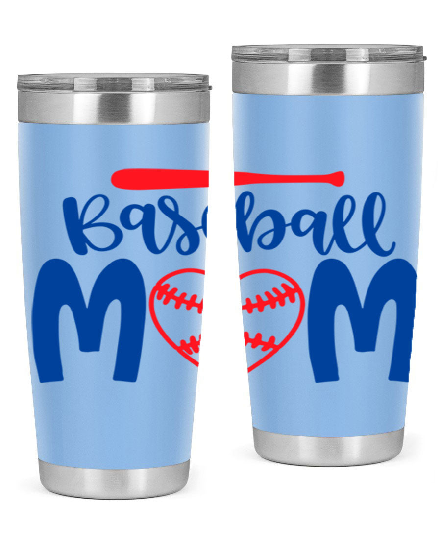 Baseball Mom 2077# Tumbler in stainless steel with a stylish design, perfect for keeping drinks hot or cold.