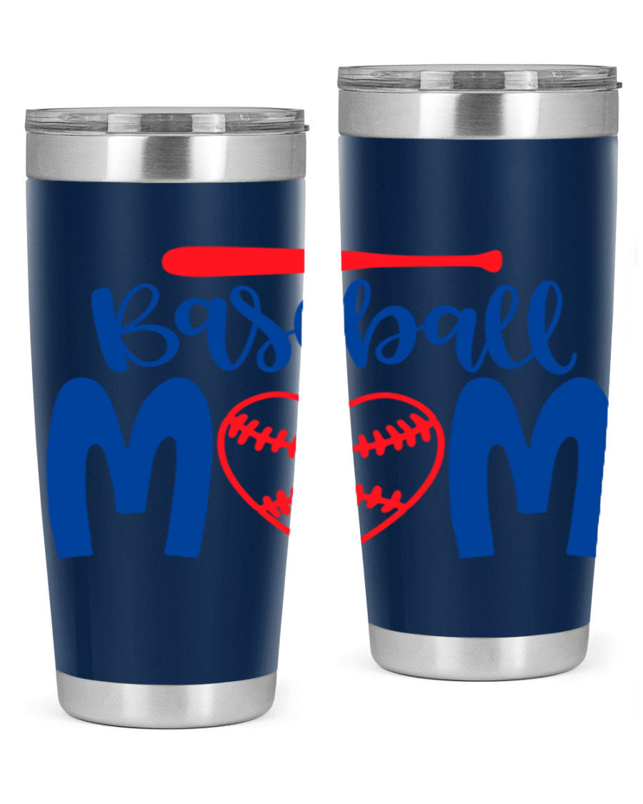 Baseball Mom 2077# Tumbler in stainless steel with a stylish design, perfect for keeping drinks hot or cold.