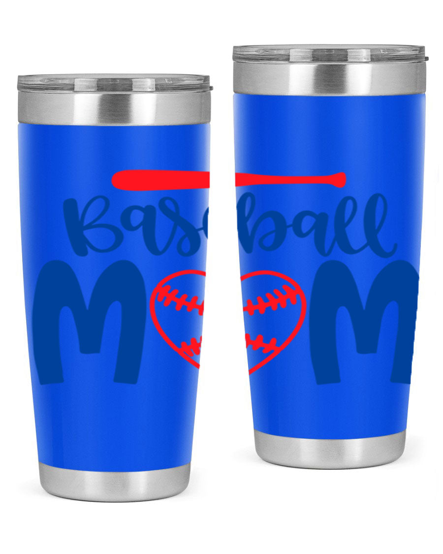 Baseball Mom 2077# Tumbler in stainless steel with a stylish design, perfect for keeping drinks hot or cold.